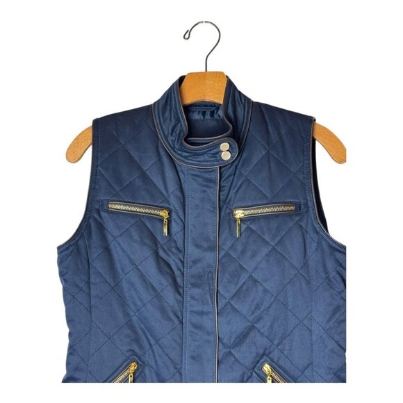 Pendleton Vest Women Small Navy Blue Quilted Full Zip‎ Outdoor Outerwear Preppy - Picture 3 of 12